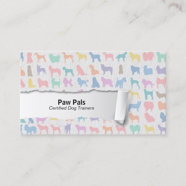 Pastel Dog Silhouetten Dog Trainer Business Card Visitenkarte (Vorderseite)