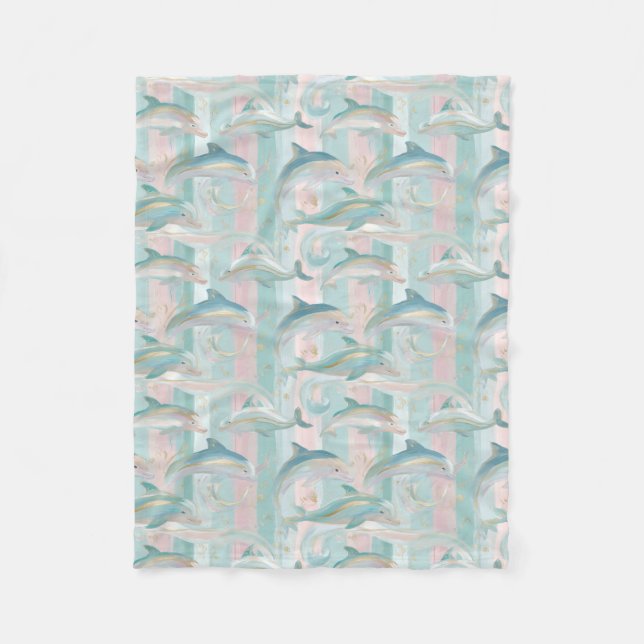 Pastel Dolphin Pattern Fleecedecke (Vorderseite)