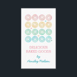Pastel Donuts | Konditorei Visitenkarte<br><div class="desc">Weiße Visitenkarte mit pastellfarbenen Donuts. Eine köstliche Visitenkarte für einen Koch oder eine Bäckerei in Rosa,  Weiß,  Grün,  Gelb und Blau.</div>