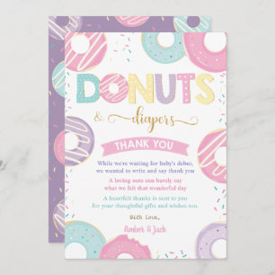 Pastel Donuts und Diapers Doughnut Baby Showroom Dankeskarte