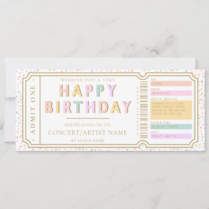 Pastel Dot Fake Konzert Ticket Gutscheinkarte Einladung