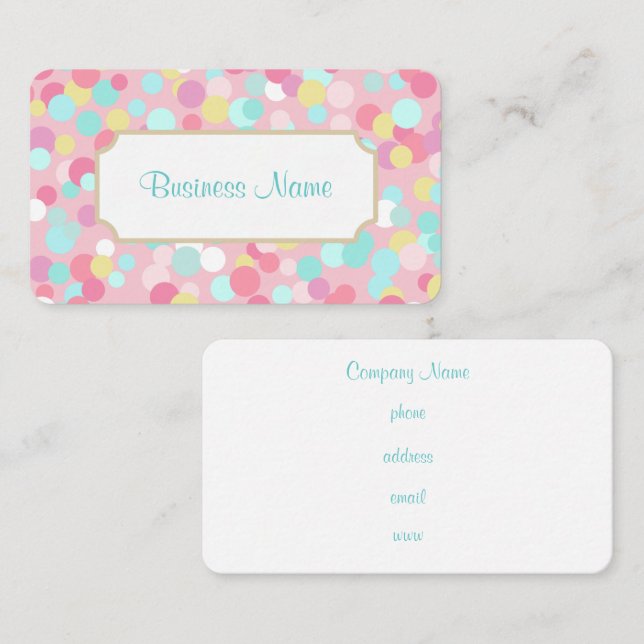 Pastel Dots Business Card Visitenkarte (Vorne/Hinten)