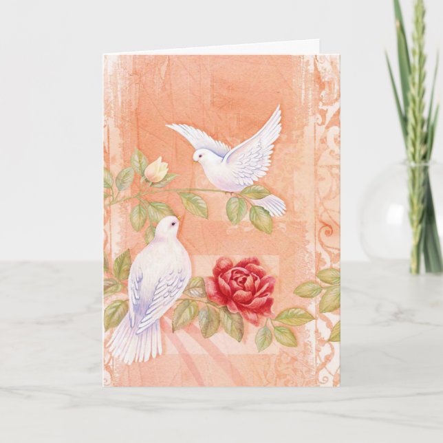 Pastel doves Rose Beileid Grußkarte Karte (Vorderseite)