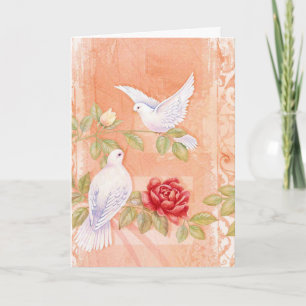 Pastel doves Rose Beileid Grußkarte Karte