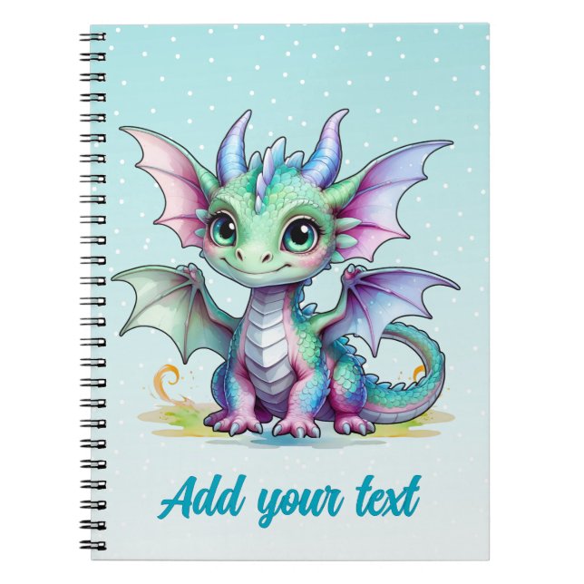 Pastel Dragon Notebook - Aqua Blue Notizblock (Vorderseite)