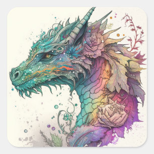 Pastel Dragon Quadratischer Aufkleber