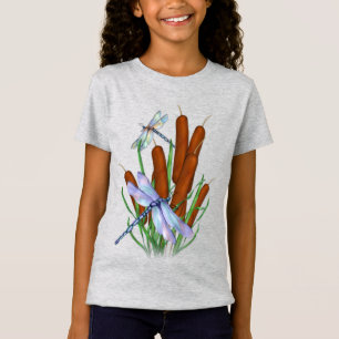 Pastel Dragonfllies und Bulrushes T-Shirt