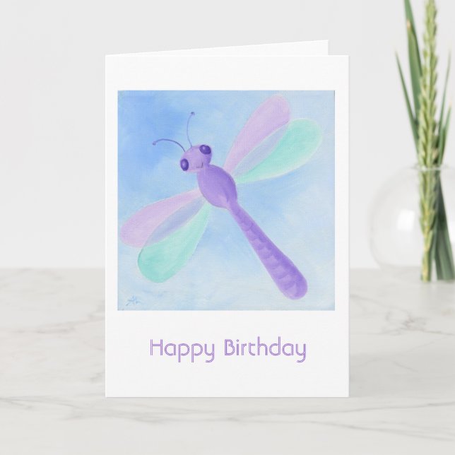 Pastel Dragonfly Geburtstagskarte Karte (Vorderseite)