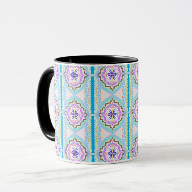 Pastel Dream Boho Geometric Kaleidoscope Tasse (Vorderseite Links)