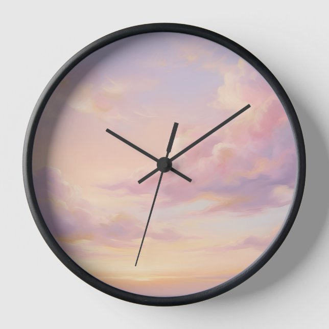 Pastel Dream: Renaissance-Style Modern Sky Study Uhr (Vorderseite)