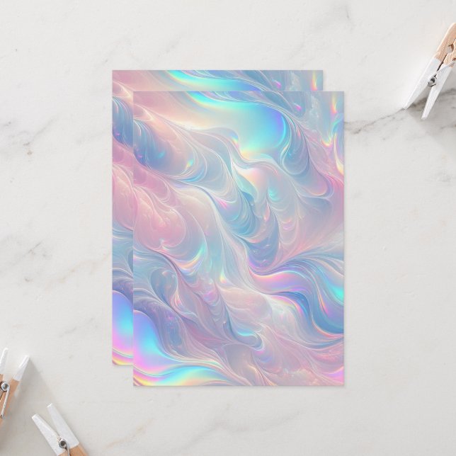 Pastel Dreamscape: Holographic Whirl-Notebook Einladung (Vorderseite/Rückseite Beispiel)