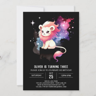 Pastel Dreamy Lion Birthday Einladung