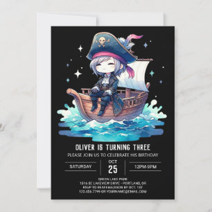 Pastel Dreamy Pirate Geburtstag Einladung