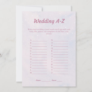 Pastel Dreamy Wedding A-Z Brautparty Game Card Einladung