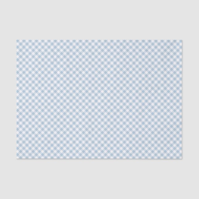 Pastel Dusty Blue Small Gingham Seidenpapier (Vorderseite)