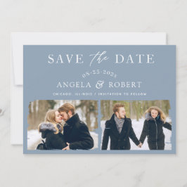 Pastel Dusty Blue Typografy Brush Stroke 2 Foto Save The Date