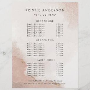 Pastel Dusty Pink & Gold Preise & Dienstleistungen Flyer