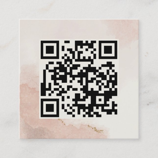 Pastel Dusty Pink QR Code Minimalistisch Chic Quadratische Visitenkarte (Vorderseite)