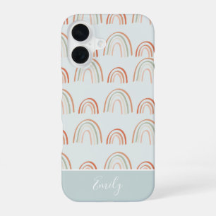 Pastel Earth Tone Boho Regenbogenmuster iPhone 16 Hülle