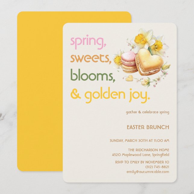 Pastel Easter Brunch Invitation | Spring Party Einladung (Vorne/Hinten)