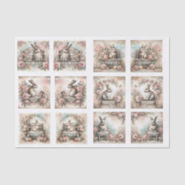 Pastel Easter Bunnies for Shells  Decoupage Seidenpapier