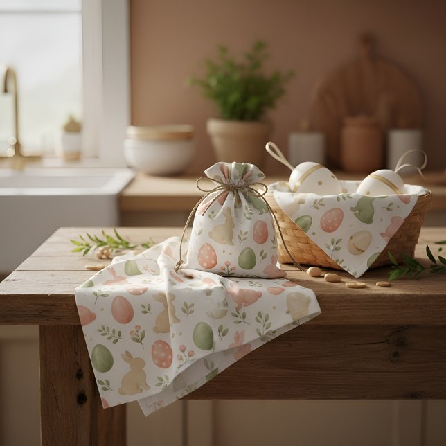 Pastel Easter Bunny Watercolor Pattern Stoff (Pastel Easter Bunny Watercolor Pattern Fabric)