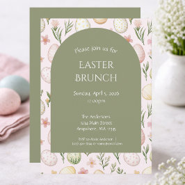 Pastel Easter Egg Brunch Invitation-Floral Easter Feiertagskarte
