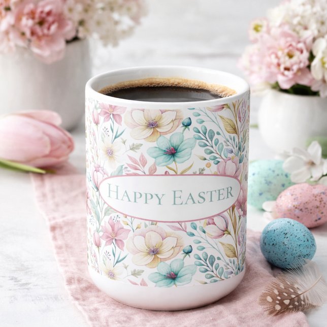 Pastel Easter Floral Art with Spring Blooms  Kaffeetasse (Von Creator hochgeladen)
