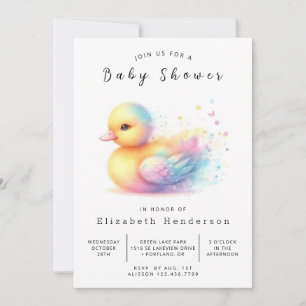 Pastel Editable Duck Baby Duck Einladung