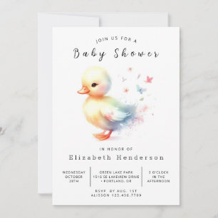 Pastel Editable Duck Baby Duck Einladung
