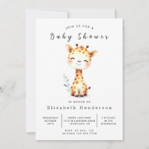 Pastel Editable Giraffe Babydusche Einladung
