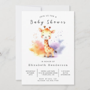 Pastel Editable Giraffe Babydusche Einladung