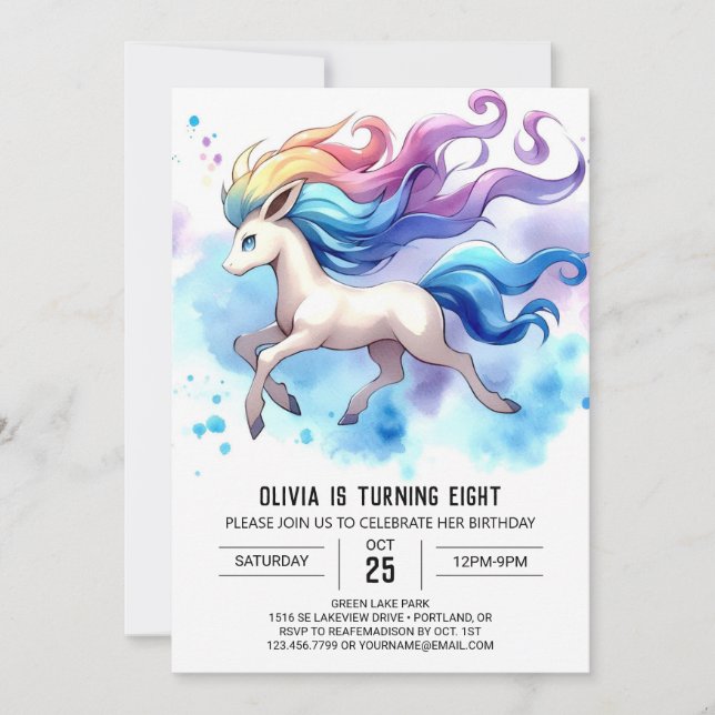 Pastel Editable Horse Geburtstag Einladung (Vorderseite)
