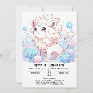 Pastel Editable Lion Digital Geburtstag Einladung