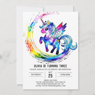 Pastel Editable Unicorn Digital Birthday Einladung