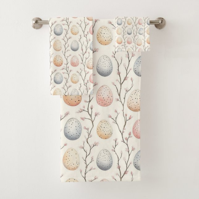 Pastel Egg Garden - Perfekte Osterdekoration Badhandtuch Set (Insitu)