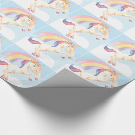 Pastel, Einhorn, Wolken, Regenbogenpapier Geschenkpapier
