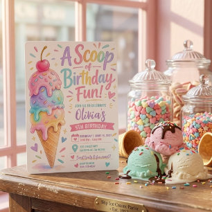 Pastel-Eiscreme-Geburtstag Ein Löffel Geburtstag Einladung