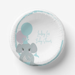 Pastel Elefant Baby Mädchen Schrift Baby Shower   Pappteller