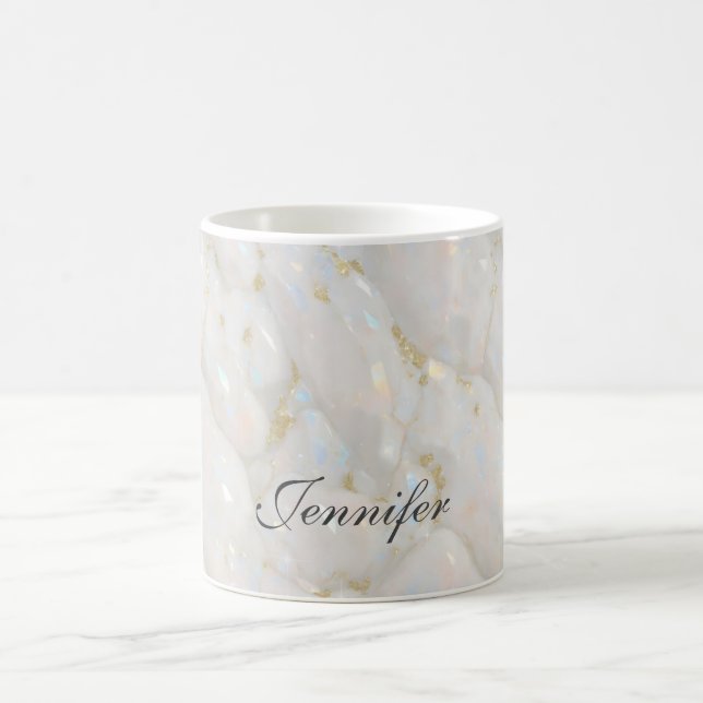 Pastel Eleganr Opal Stone Individuelle Name Kaffeetasse (Mittel)