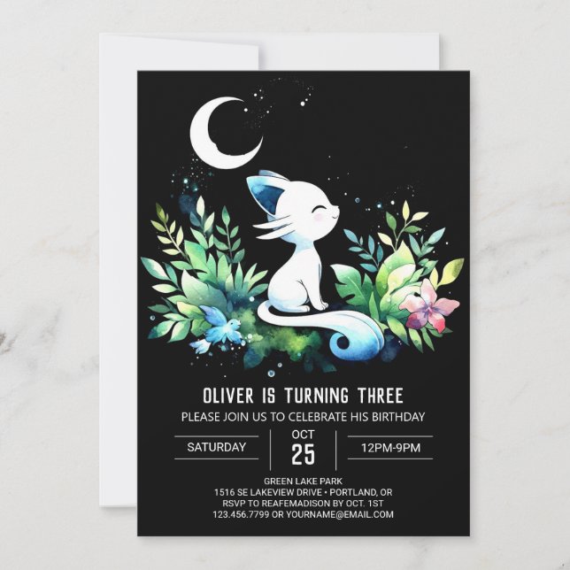 Pastel Elegant Cat Birthday Einladung (Vorderseite)