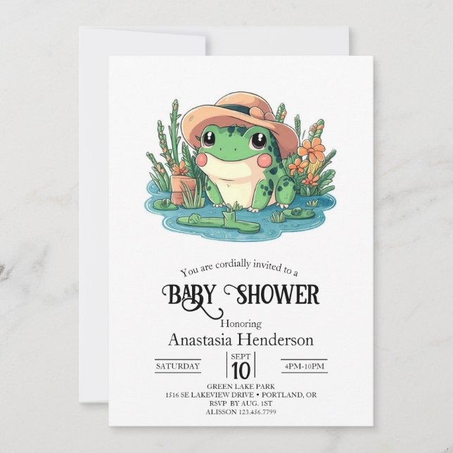 Pastel Elegant Frog Baby Shower Einladung (Vorderseite)