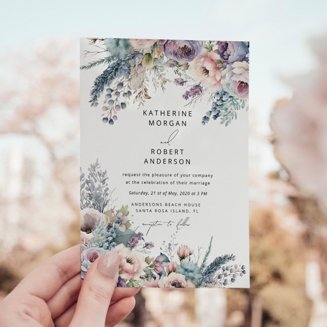 Pastel Elegant Garden Floral Wedding Einladung (Von Creator hochgeladen)