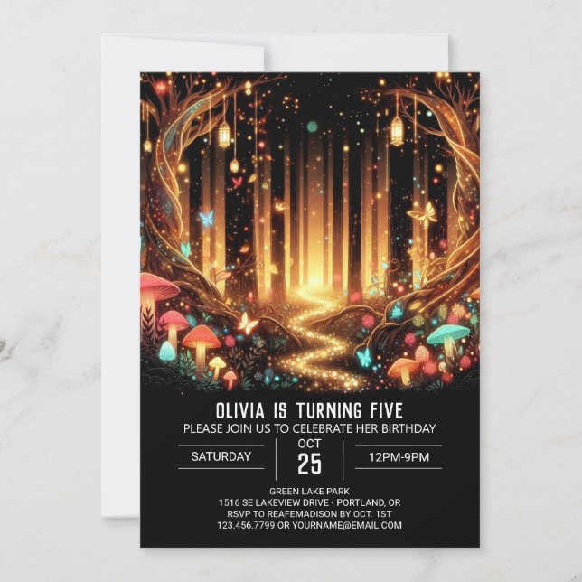 Pastel Elegant Woodland Digitaler Geburtstag Einladung (Vorderseite)