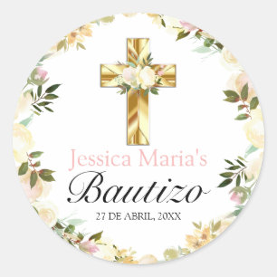 Pastel Elegante Bautizo Amarillo Runder Aufkleber