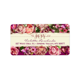 Pastel Eleganter Vintager Blush Viktorianische Ros Adressaufkleber