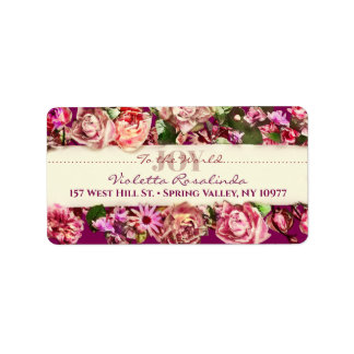 Pastel Eleganter Vintager Blush Viktorianische Ros Adressaufkleber