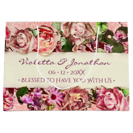 Pastel Eleganter Vintager Blush Viktorianische Ros Große Geschenktüte