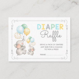 Pastel Elephant Diaper Raffle Jungle Safari Baby Begleitkarte