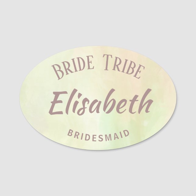 Pastel-Elfenbeintypografie personalisierte Mannsch Namensschild (Vorderseite)